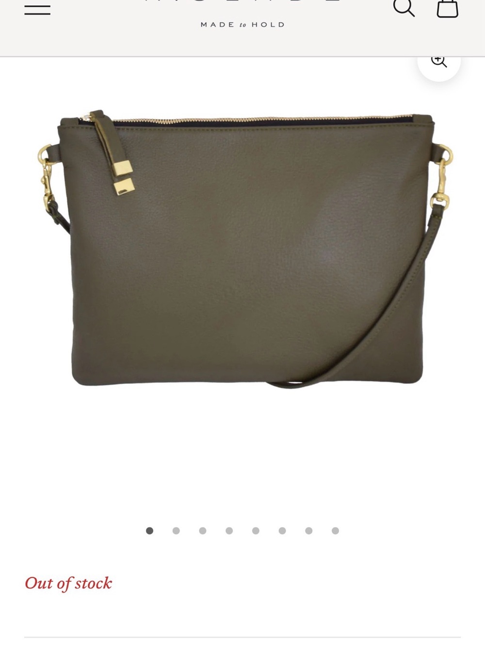 K Slade Madison Crossbody in Dark Olive Green Leather  with Gold Hardware
